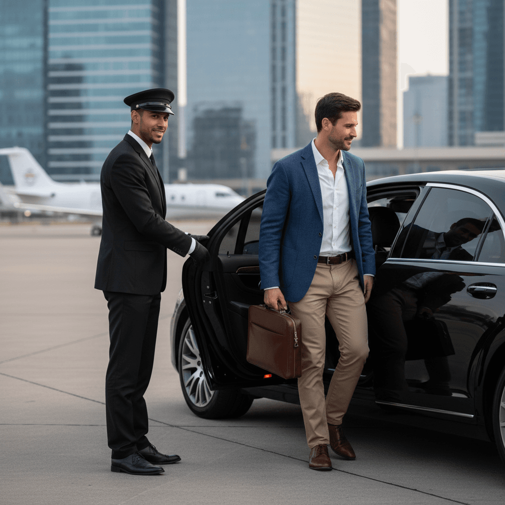 Driver ready to open the door for a passenger
