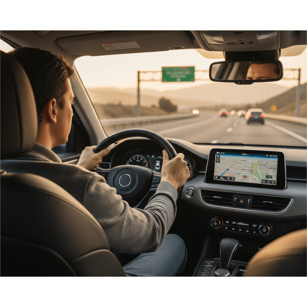 Driver focused on the route ahead
