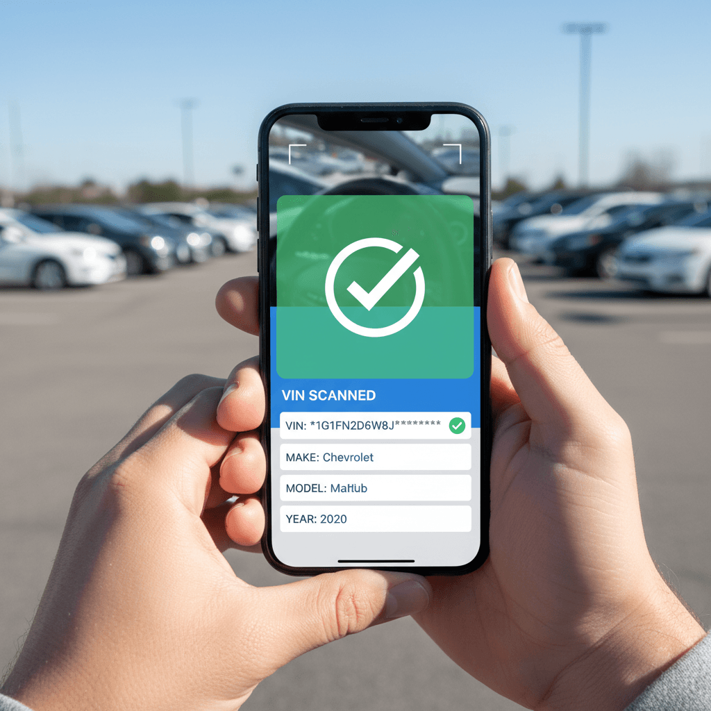 Person checking phone while waiting near a car